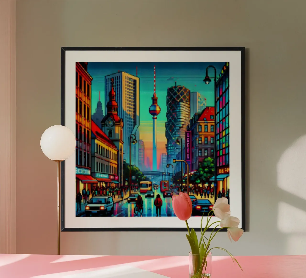 Berlino - Pixelart poster con telaio in alluminio da pixelart