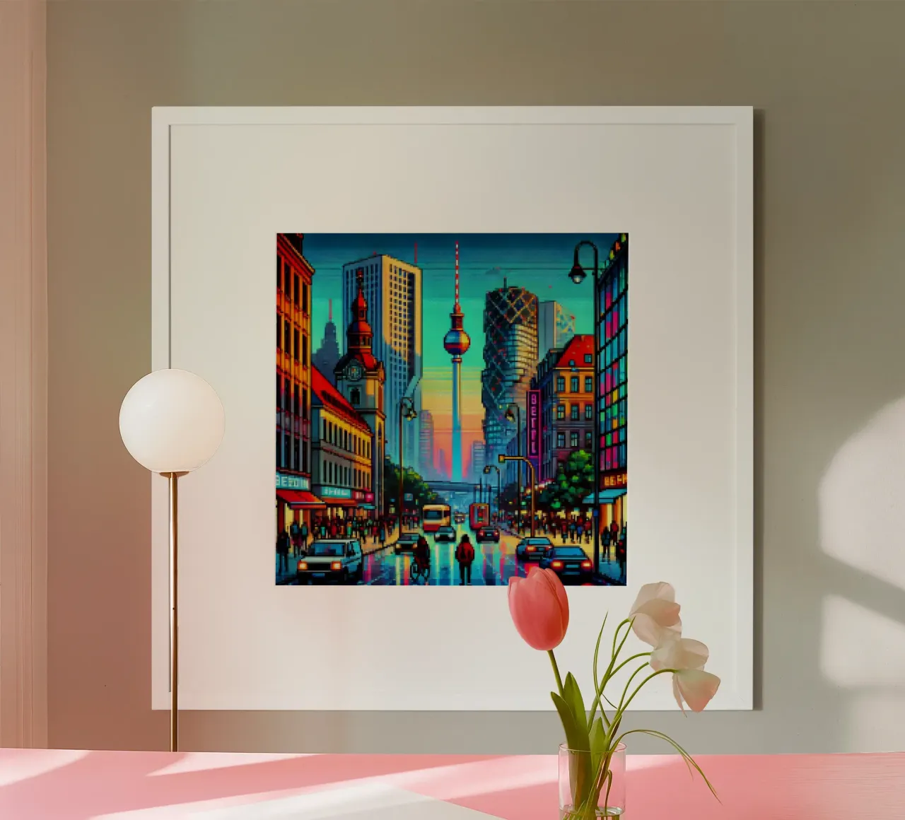 Berlino - Pixelart poster con telaio in alluminio da pixelart