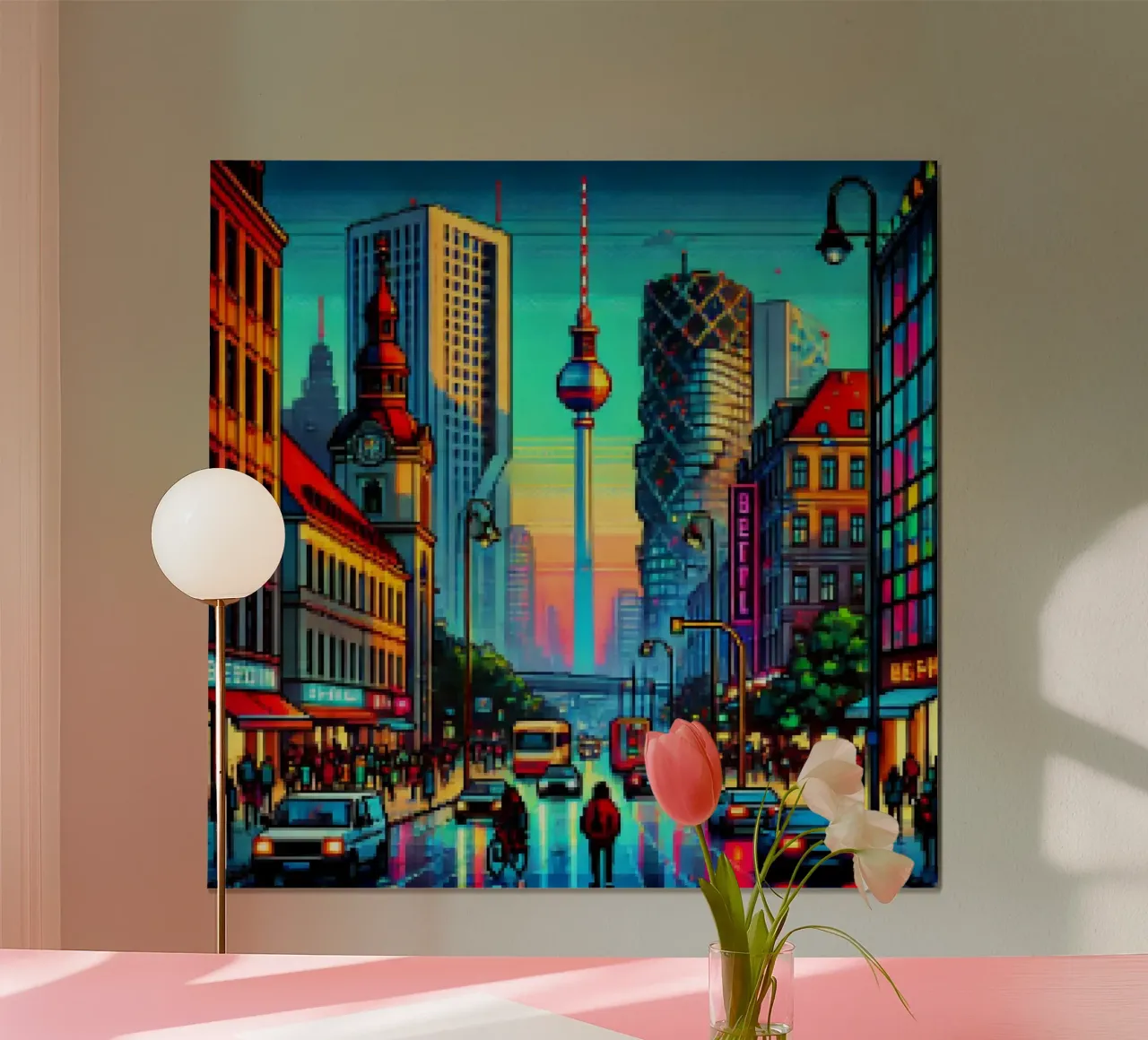 Berlino - Pixelart poster con telaio in alluminio da pixelart
