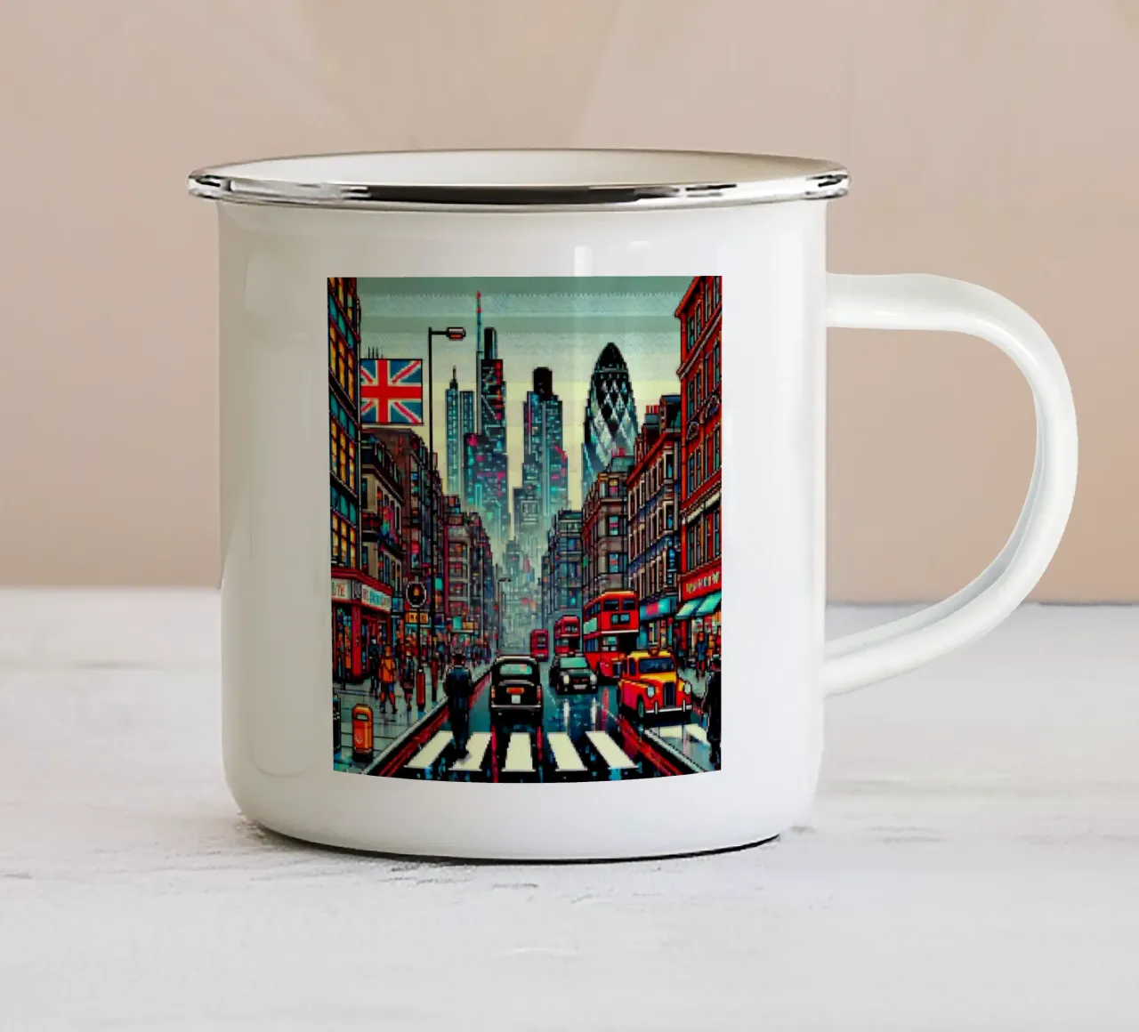 Londra - Pixelart tazza in smalto da pixelart