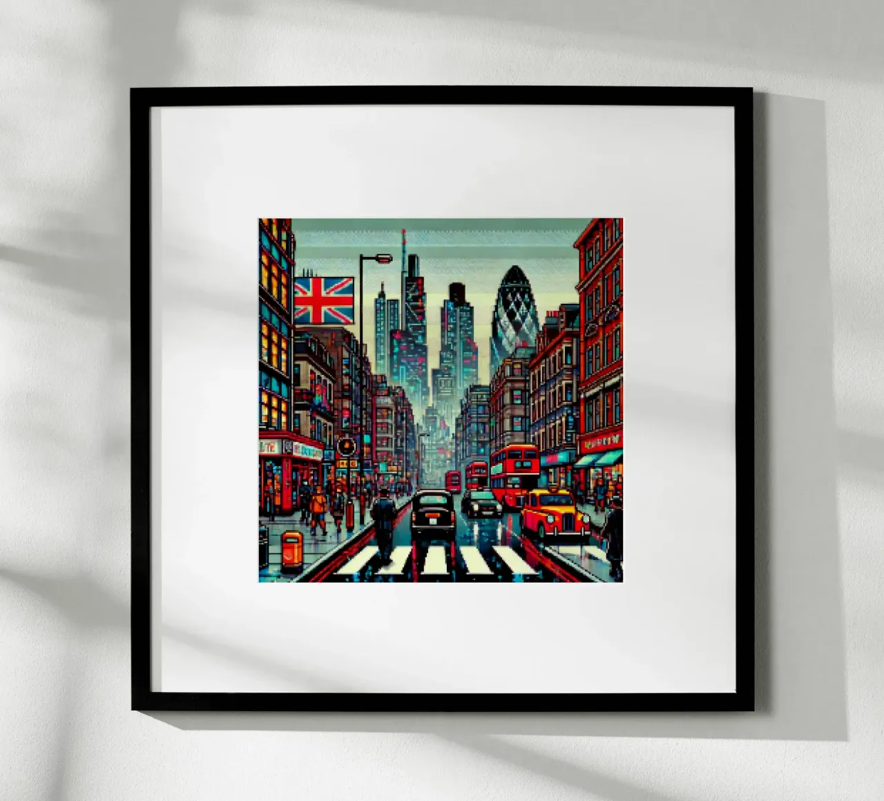 Londra - Pixelart poster con telaio in legno da pixelart