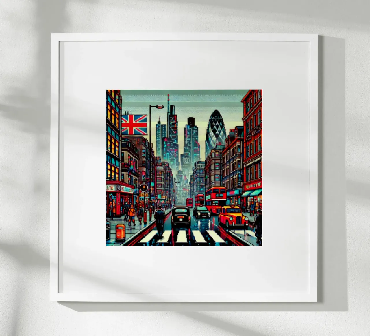 Londra - Pixelart poster con telaio in legno da pixelart