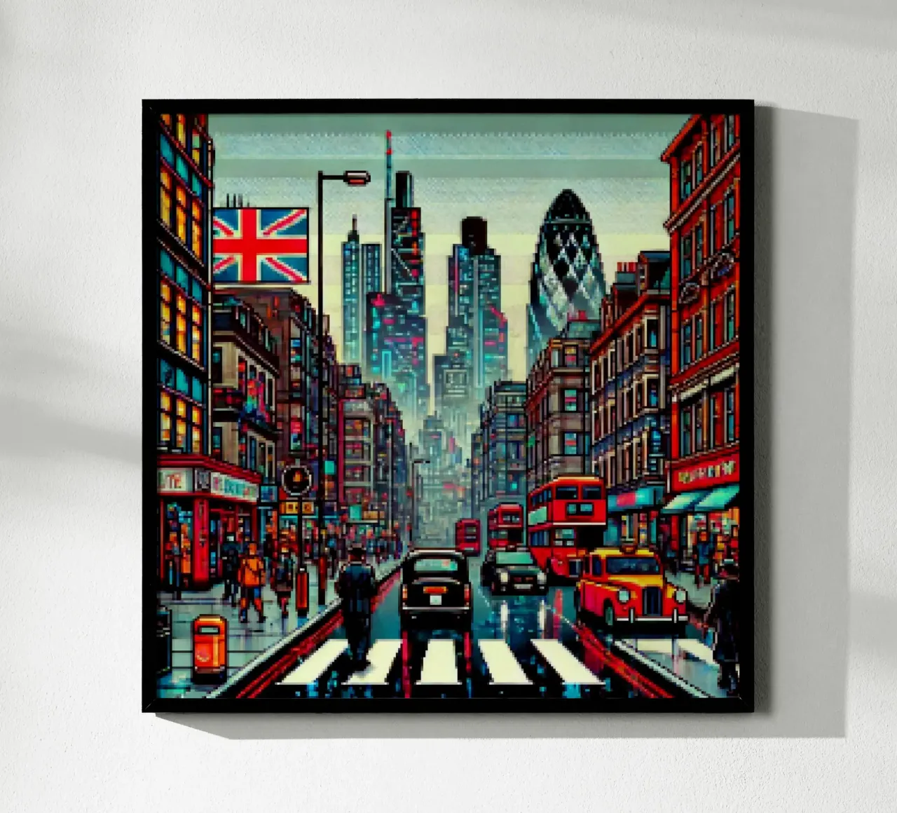 Londra - Pixelart poster con telaio in legno da pixelart