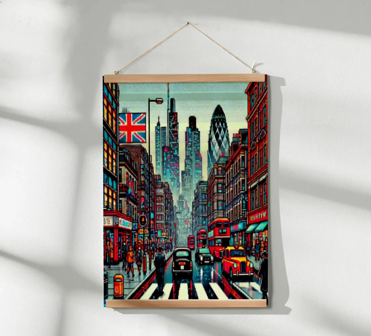 Londra - Pixelart poster con telaio in legno da pixelart