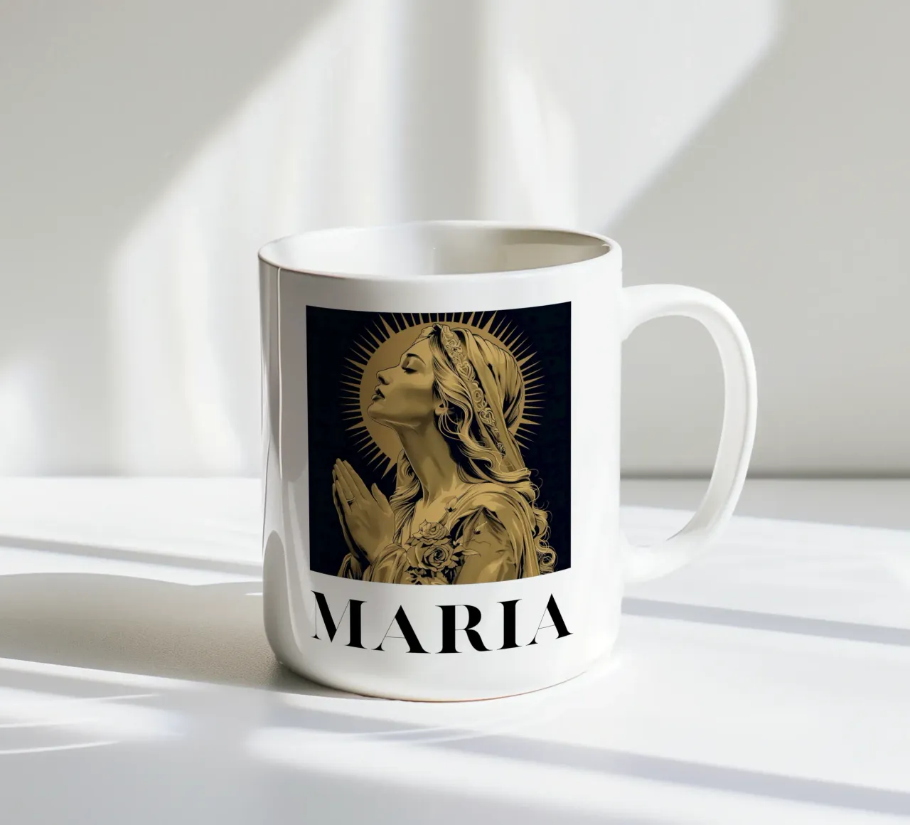 Maria - Misericordia radiosa tazza in ceramica da Nikis Art Studio