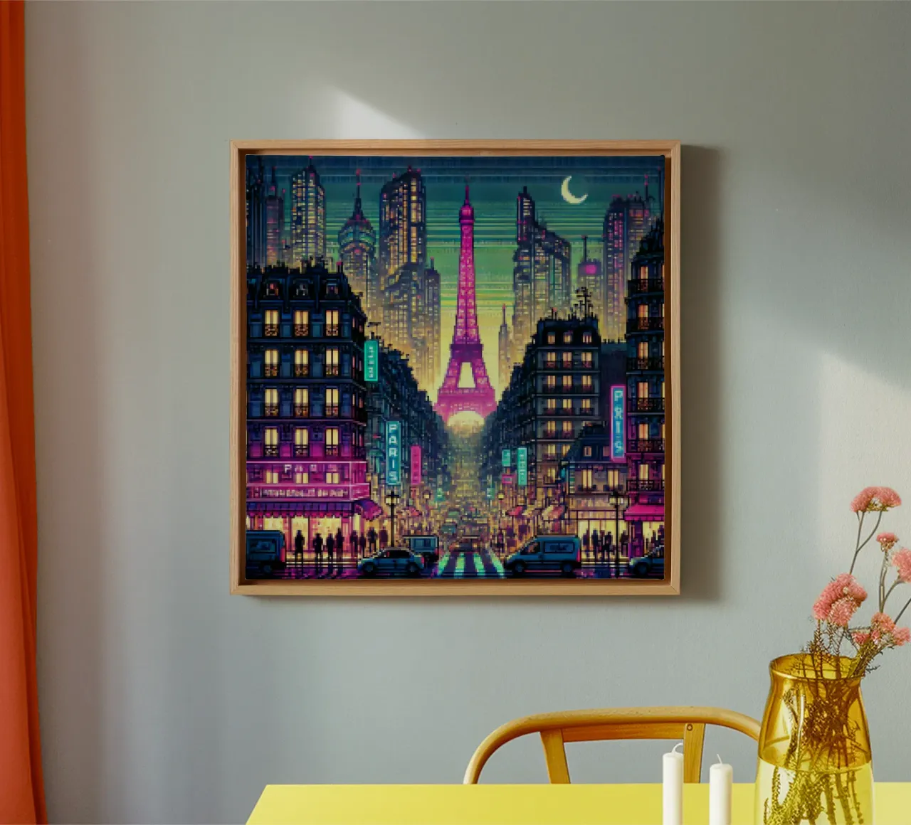 Parijs - Pixelart canvas met Baklijst van pixelart