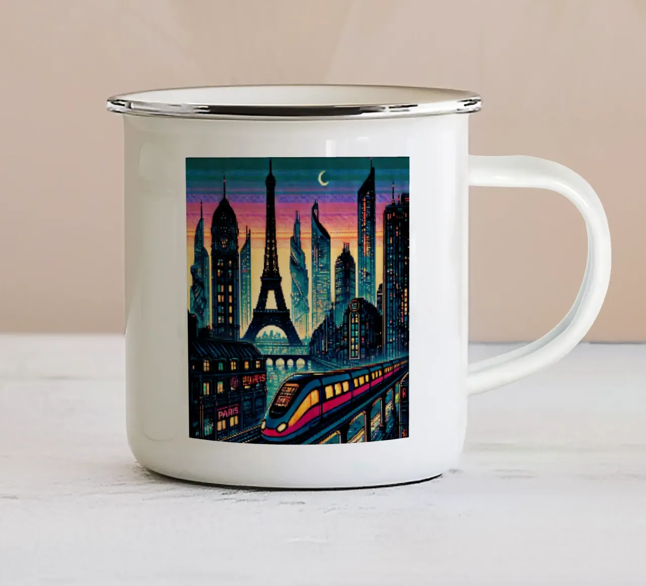 Parigi - Pixelart tazza in smalto da pixelart