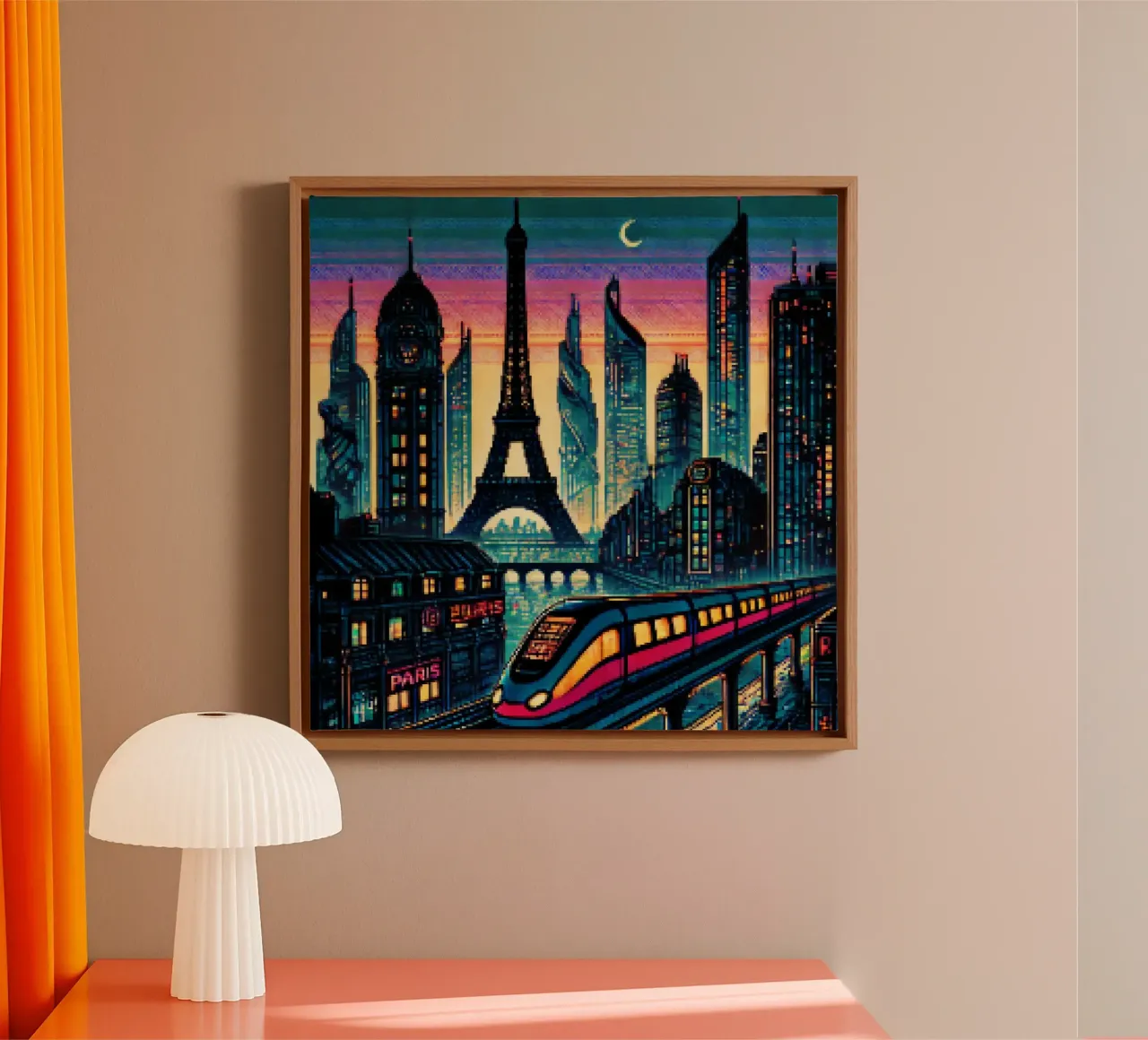 Parijs - Pixelart canvas met Baklijst van pixelart