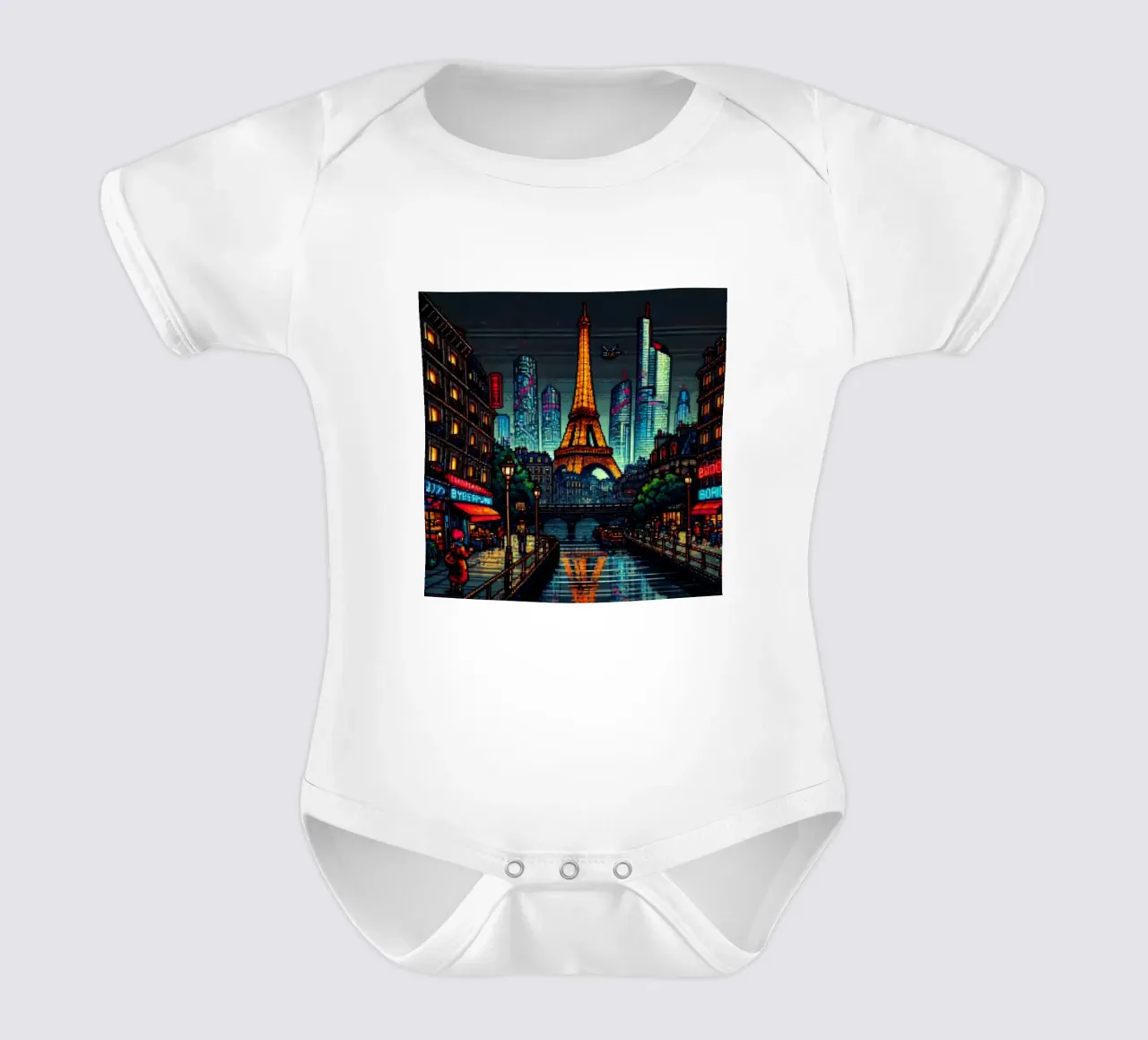Parigi - Pixelart body neonato maniche corte da pixelart