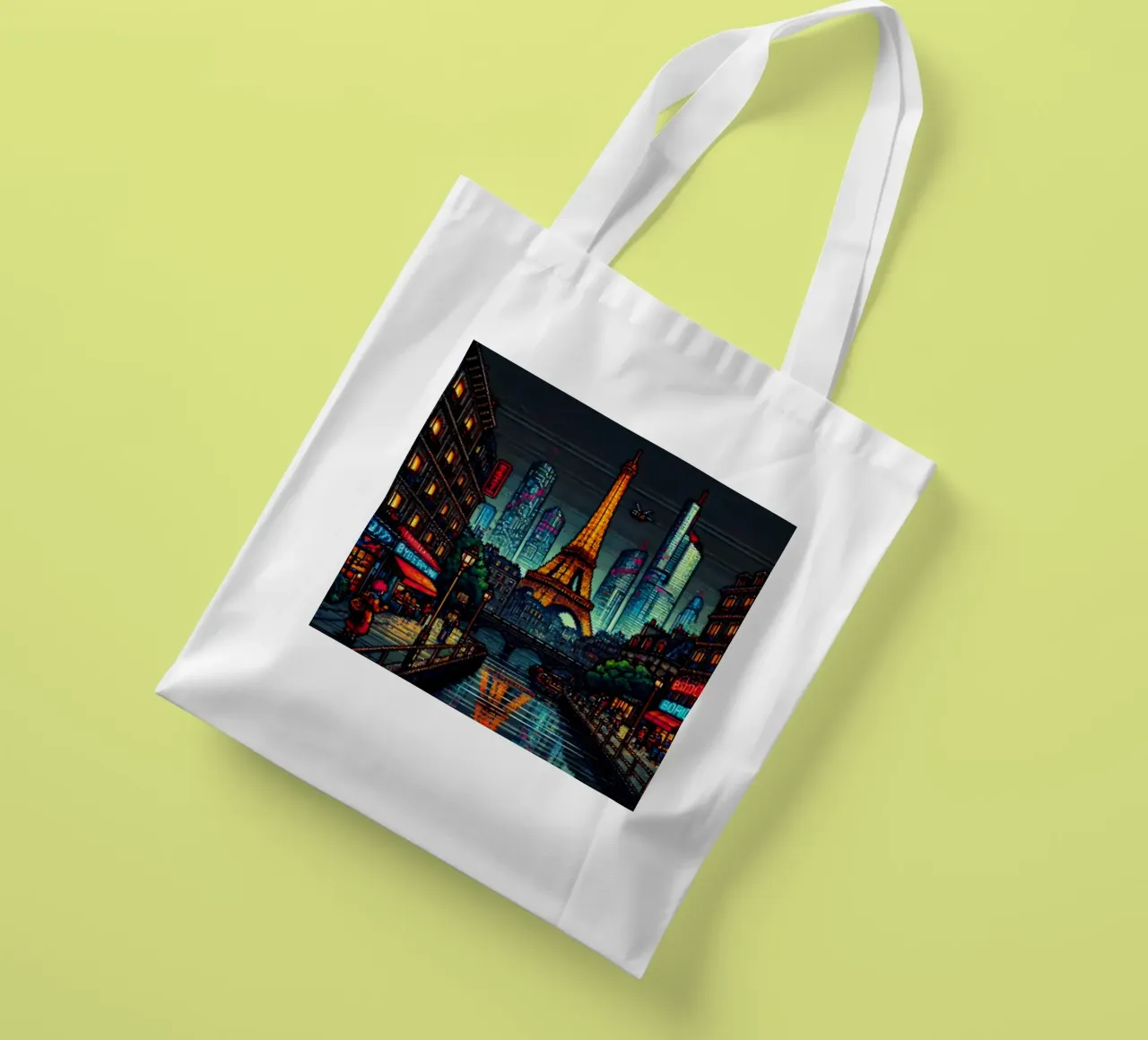 Parigi - Pixelart borsa in juta da pixelart