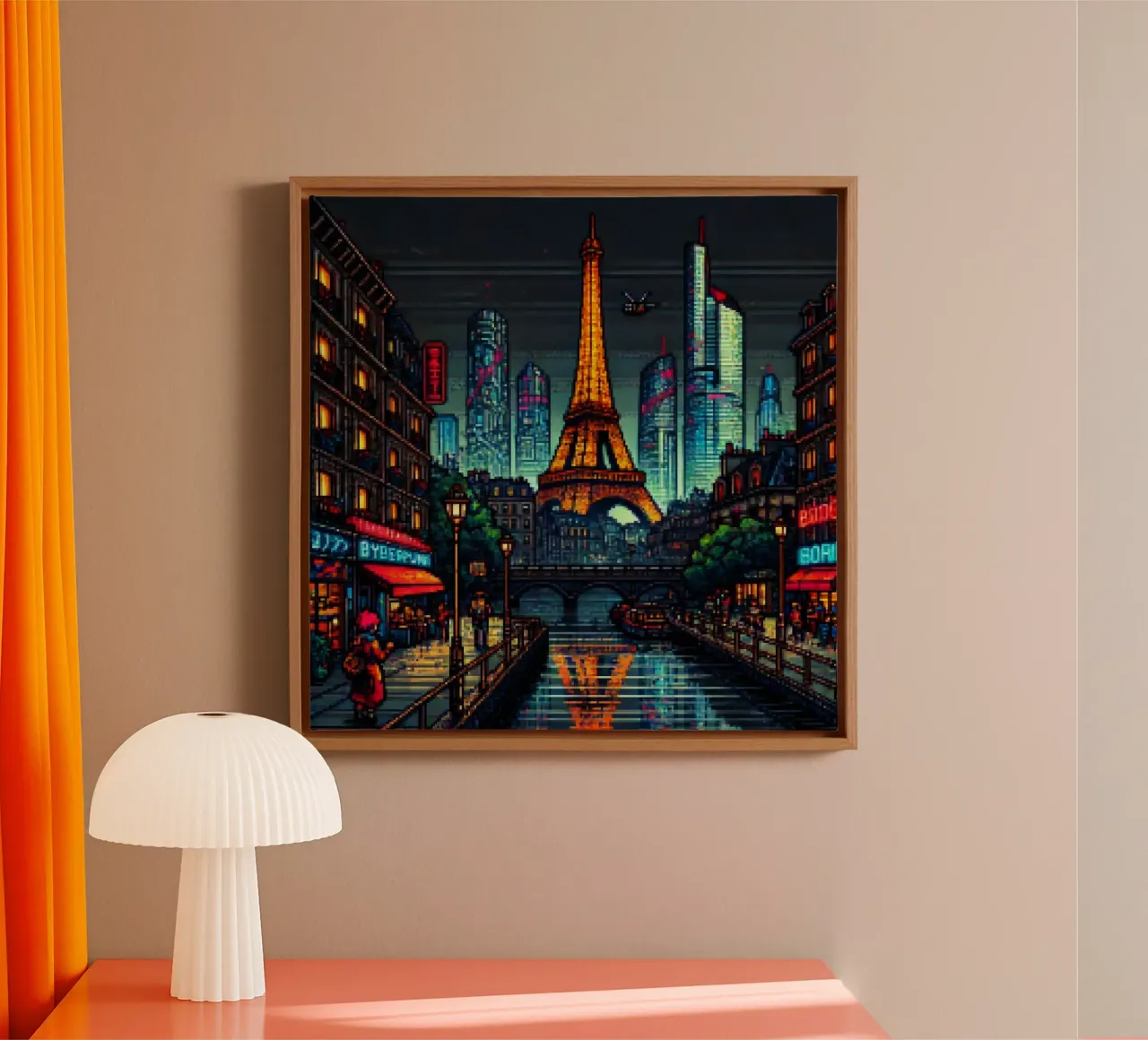 Parijs - Pixelart canvas met Baklijst van pixelart