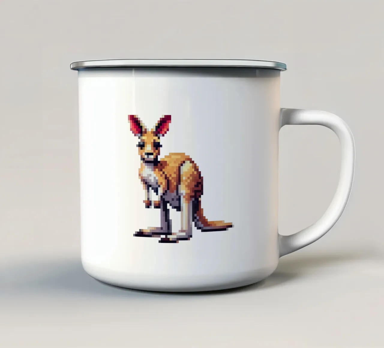 Canguro - Pixelart tazza in smalto da pixelart