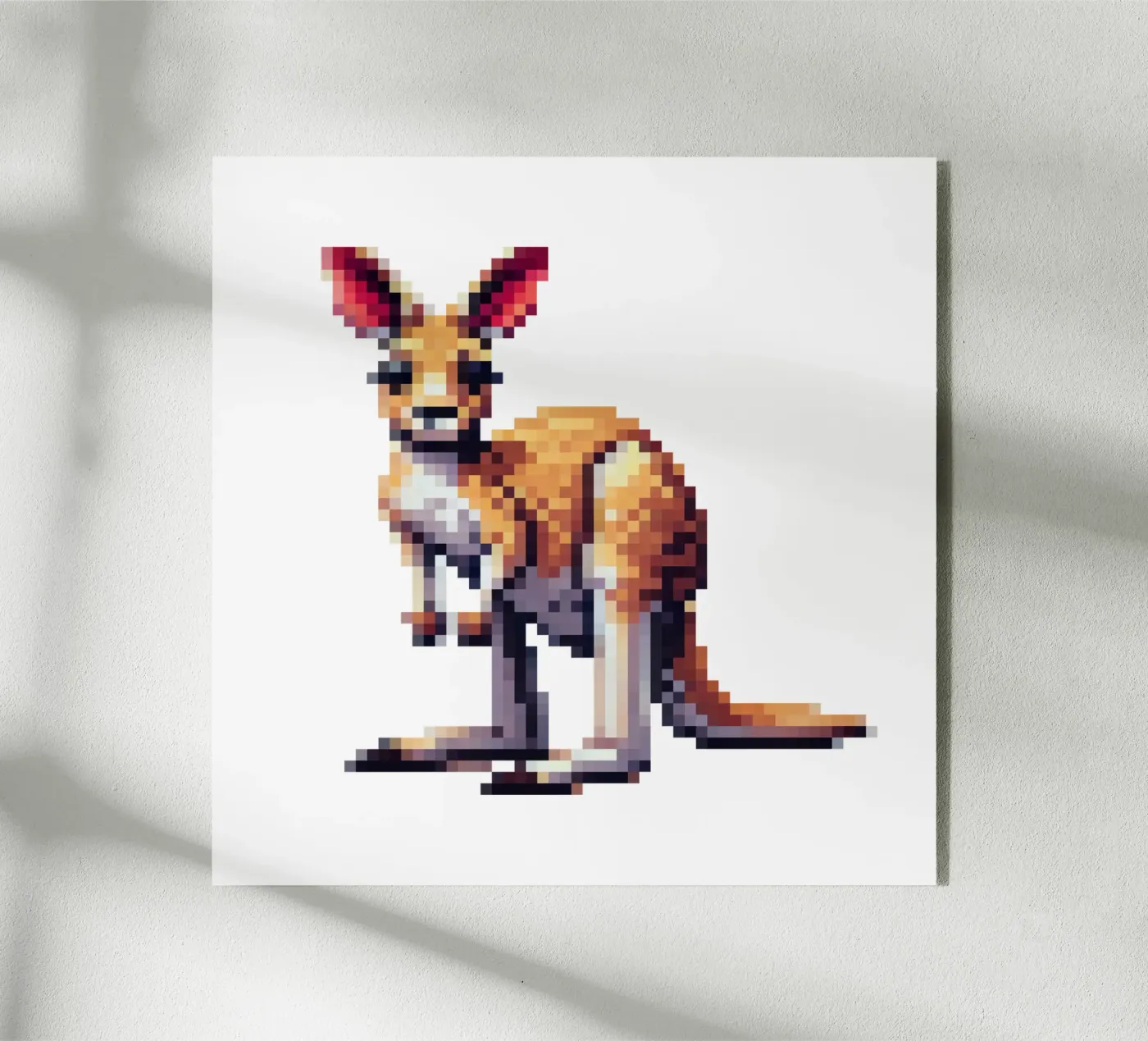 Kangoeroe - Pixelart acryl van pixelart