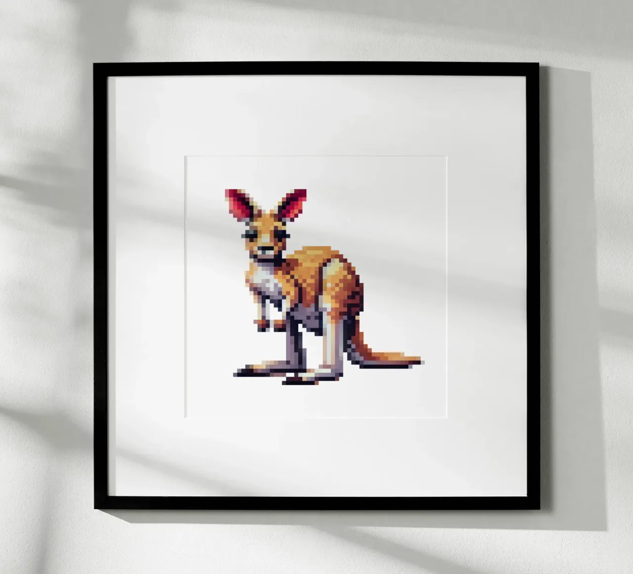Canguro - Pixelart poster con telaio in alluminio da pixelart