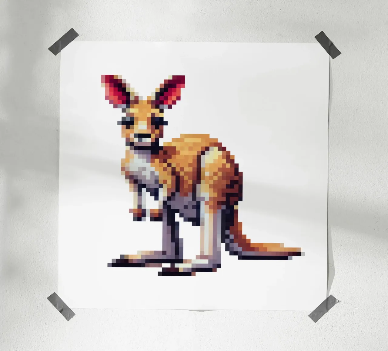 Canguro - Pixelart poster con telaio in alluminio da pixelart