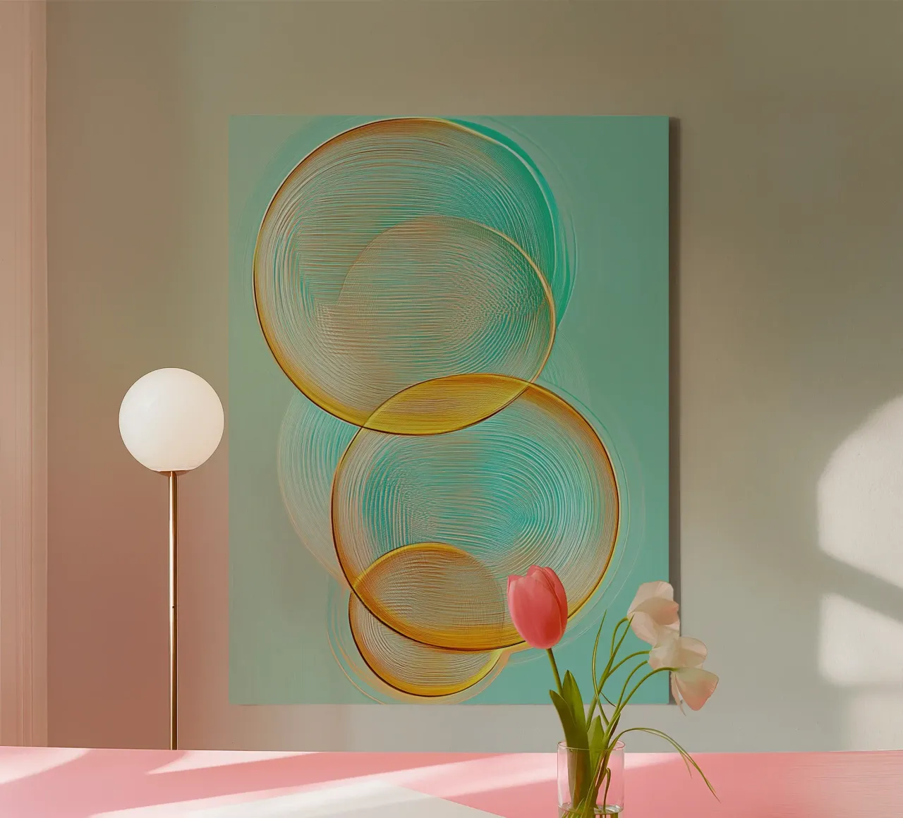 Abstracte cirkels canvas met Baklijst van Imagine