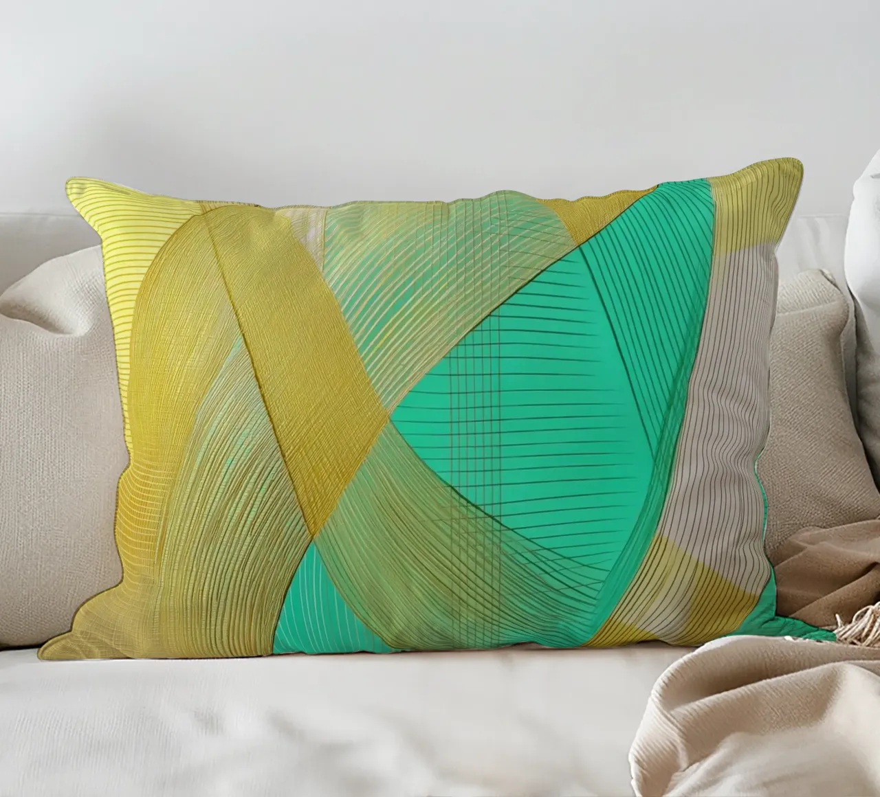 Abstract with gold decorative cushion by Imagine