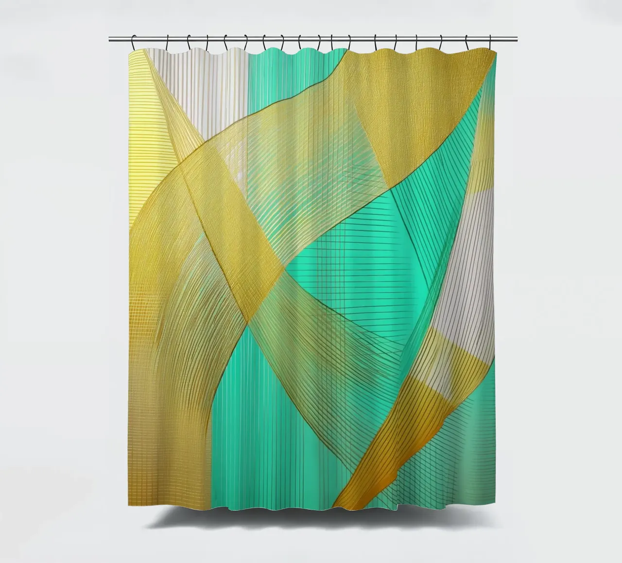 Abstract with gold shower curtain by Imagine