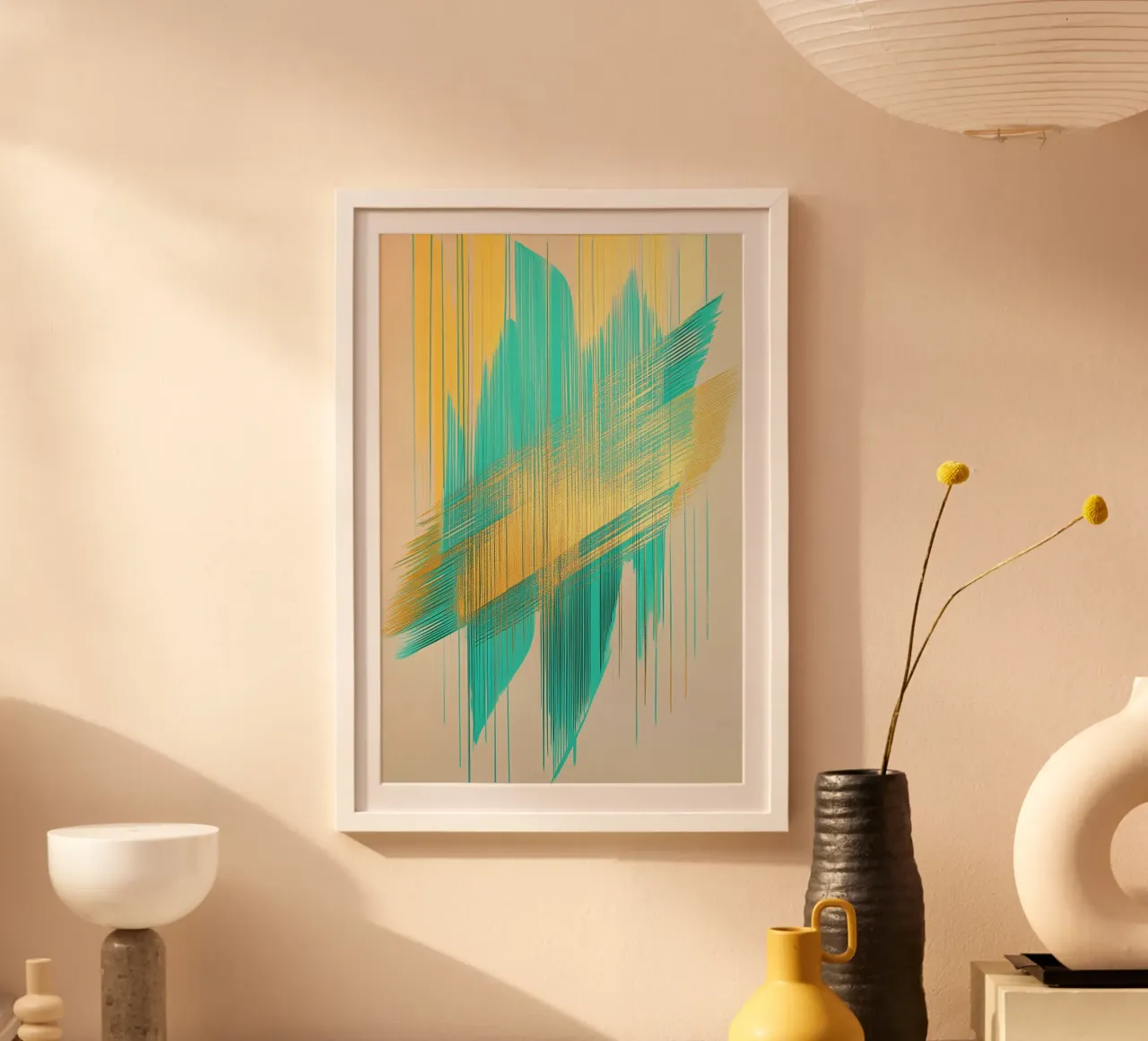 Astratto in oro e verde carta hahnemühle da Imagine