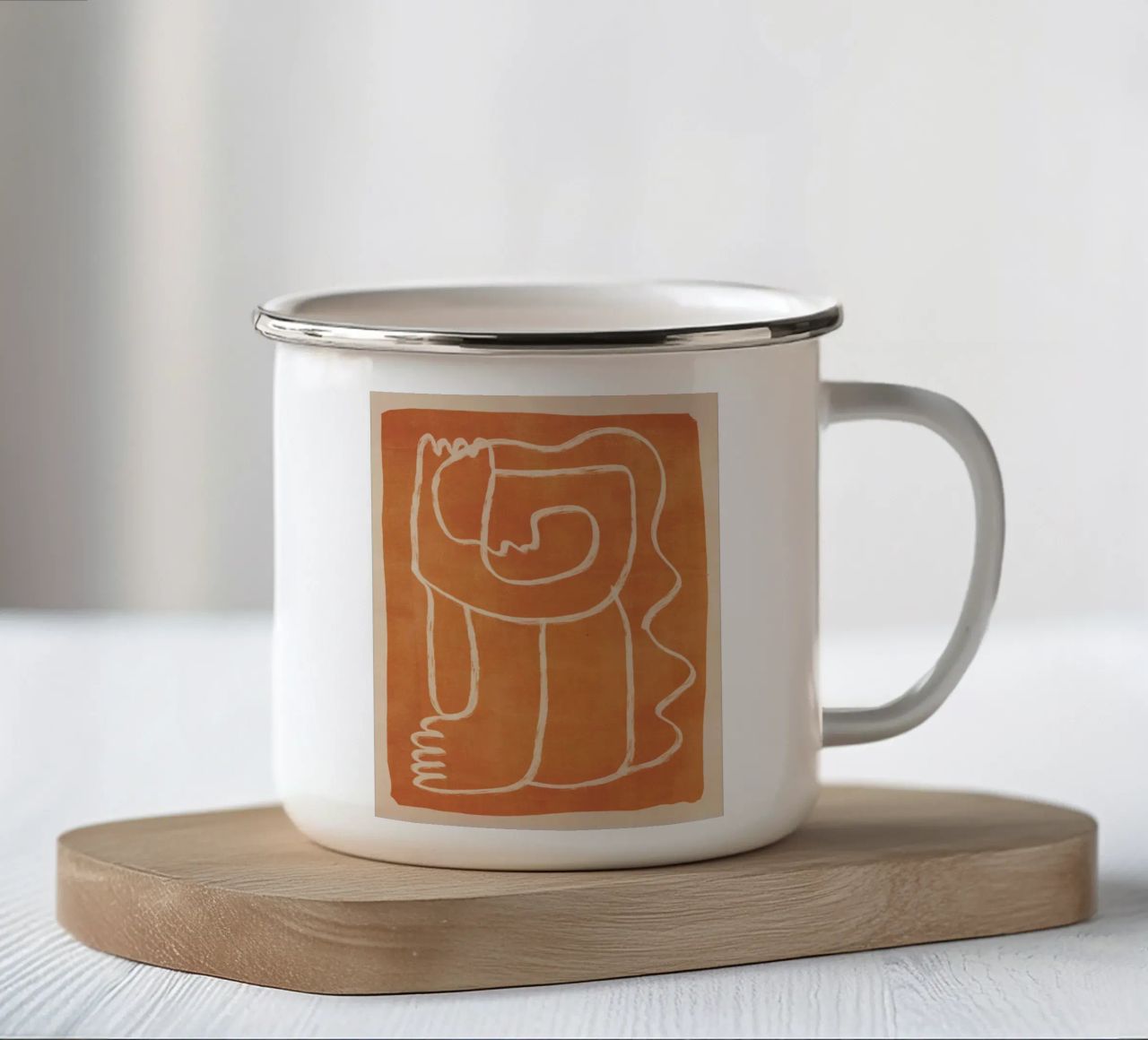 Line art astratta Figura 2 tazza in smalto da ThingDesign