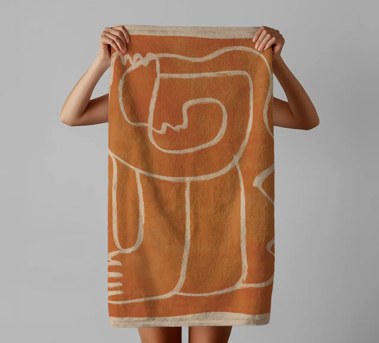 Abstracte lijntekening Figuur 2 badhanddoek van ThingDesign