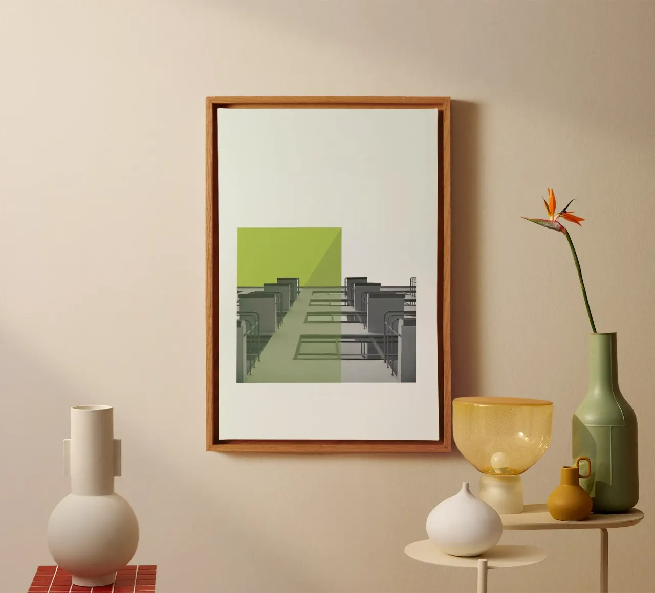 Bauhaus Green Balconies canvas met Baklijst van Visual Philosophy