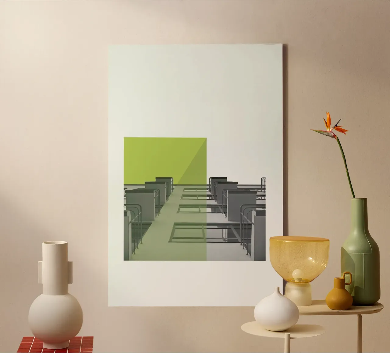 Bauhaus Green Balconies canvas met Baklijst van Visual Philosophy