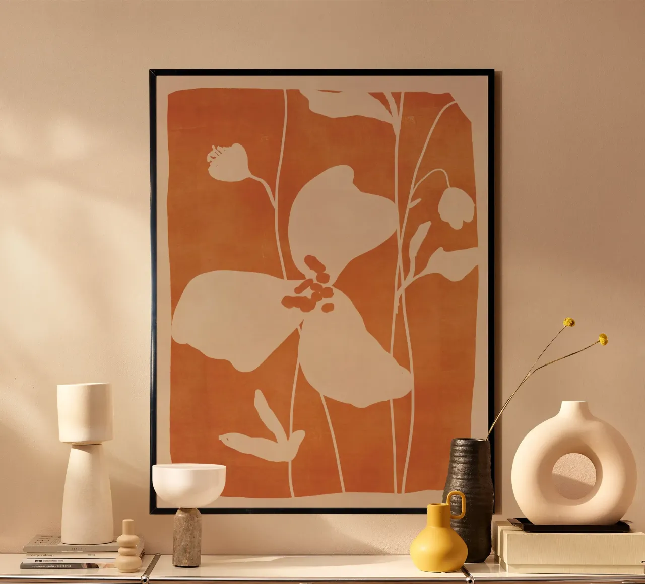 Fiori astratti minimali 4 poster con telaio in alluminio da ThingDesign