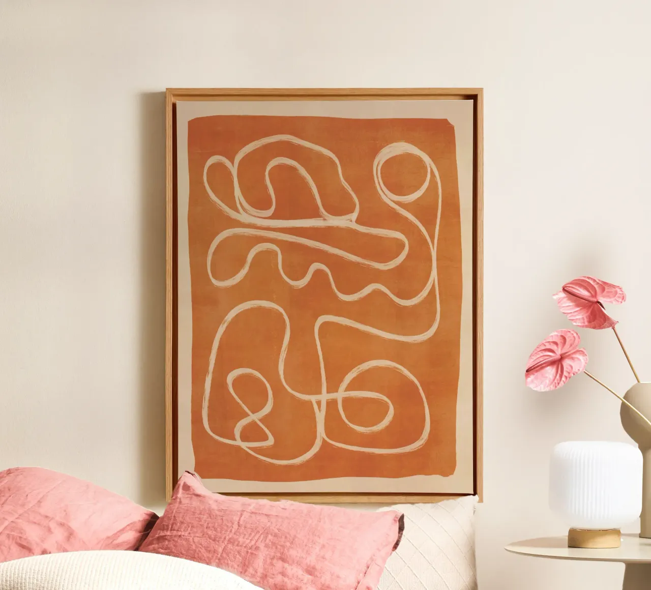 Abstract line art 53 canvas with Floater frame by ThingDesign