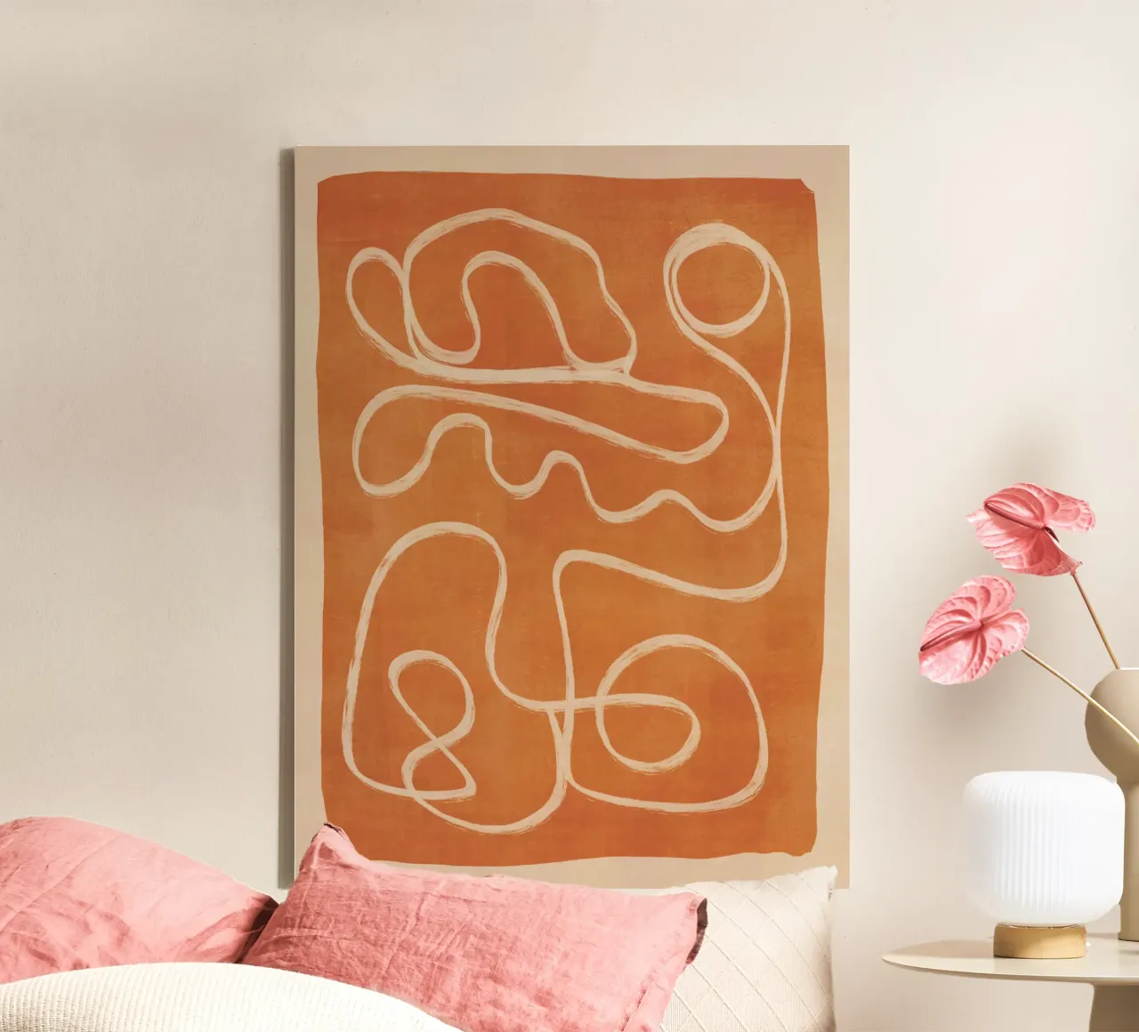 Abstract line art 53 canvas with Floater frame by ThingDesign