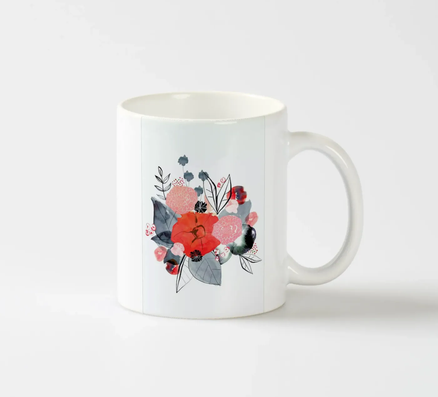 Flowers ceramic mug by Niina Pechkovskaya