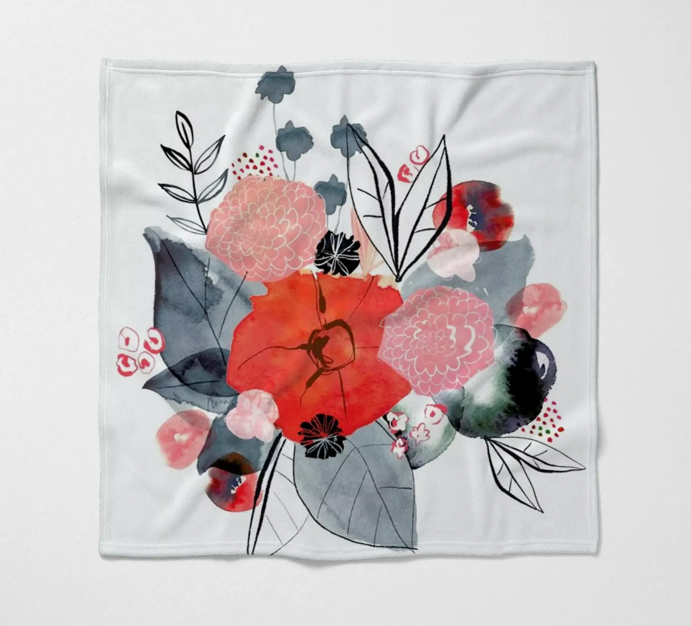 Flowers fleece blanket by Niina Pechkovskaya