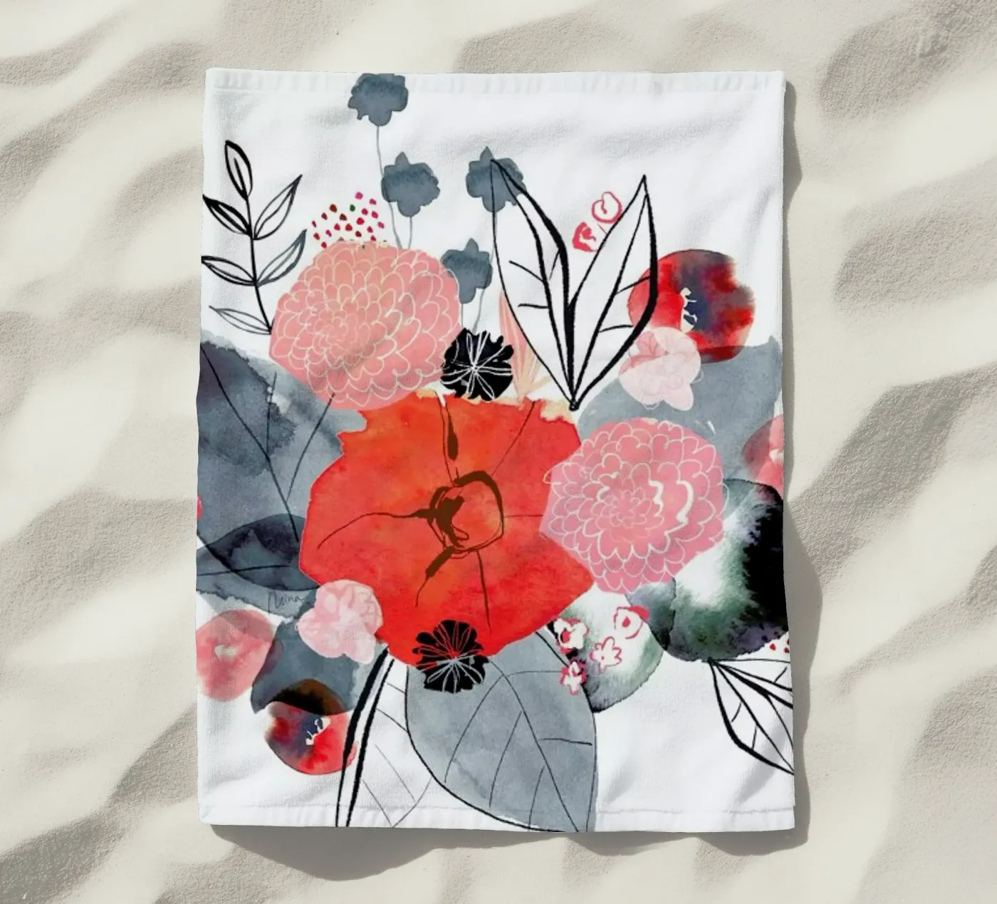 Flowers strandhanddoek van Niina Pechkovskaya