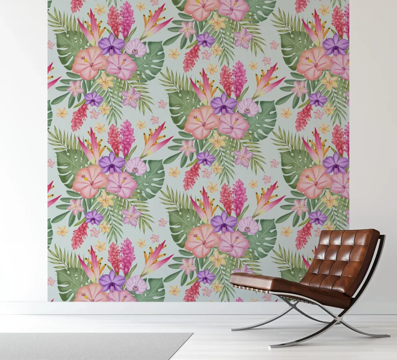 Tropical pattern with flowers photo wallpaper by CalliLetters
