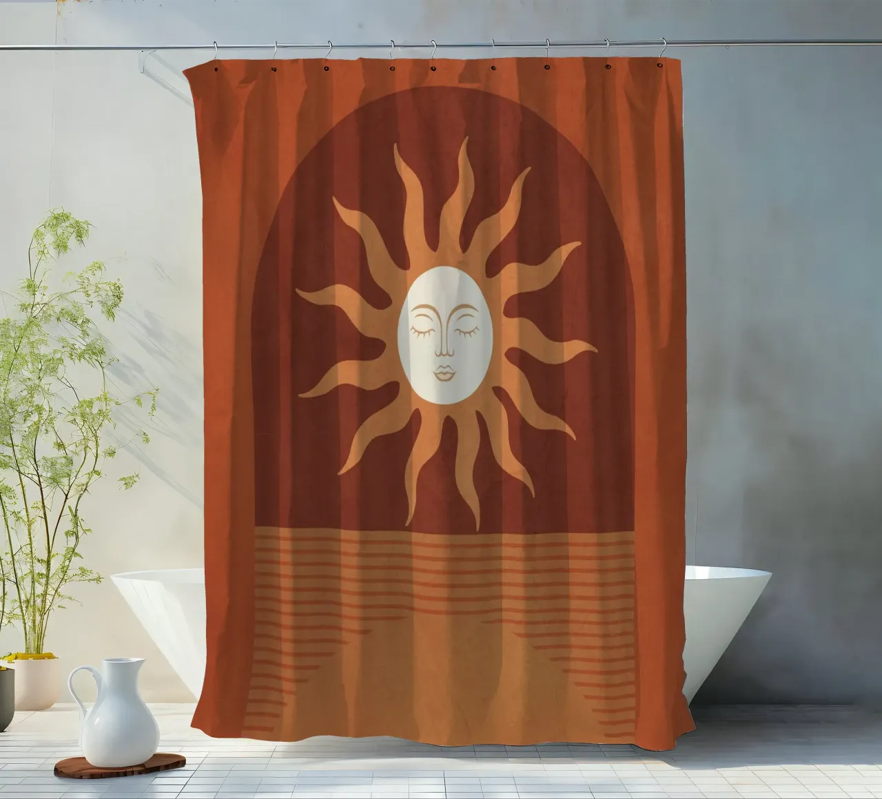 Geometrische Abstraktion Sonne Duschvorhang von Gaite
