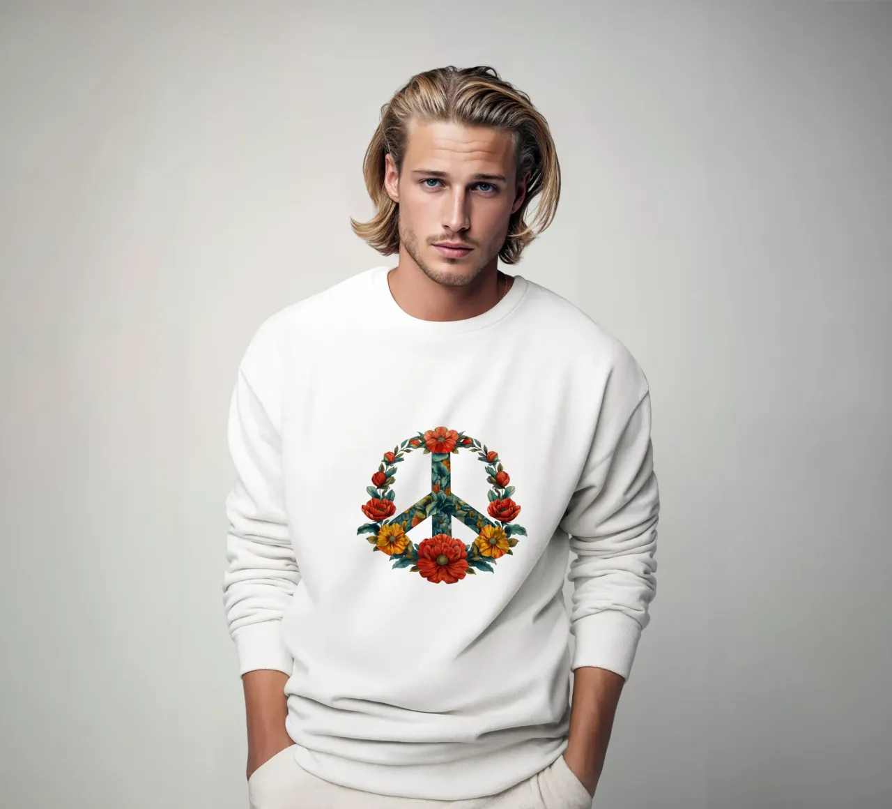 Frieden - Unity in Bloom sweatshirt by Nikis Art Studio