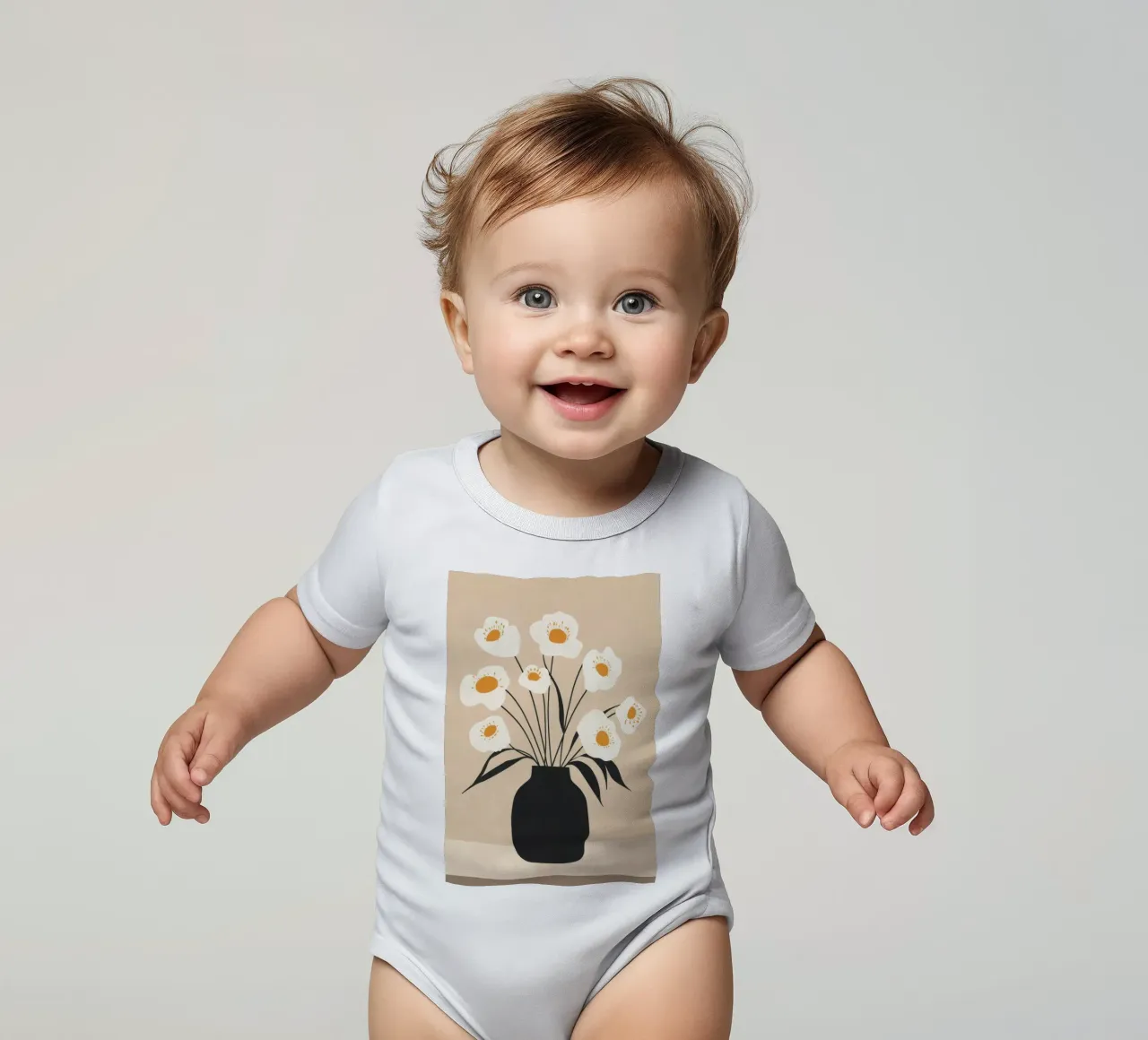 Stampa floreale minimalista body neonato maniche corte da Melloi Art Print