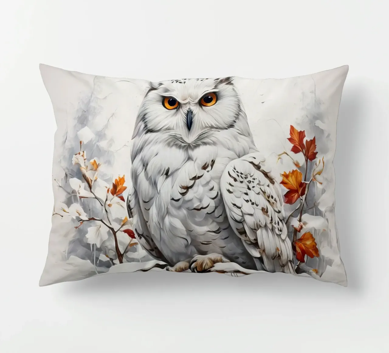 Gufo delle nevi dipinto cuscino da ARTVI-SHOP