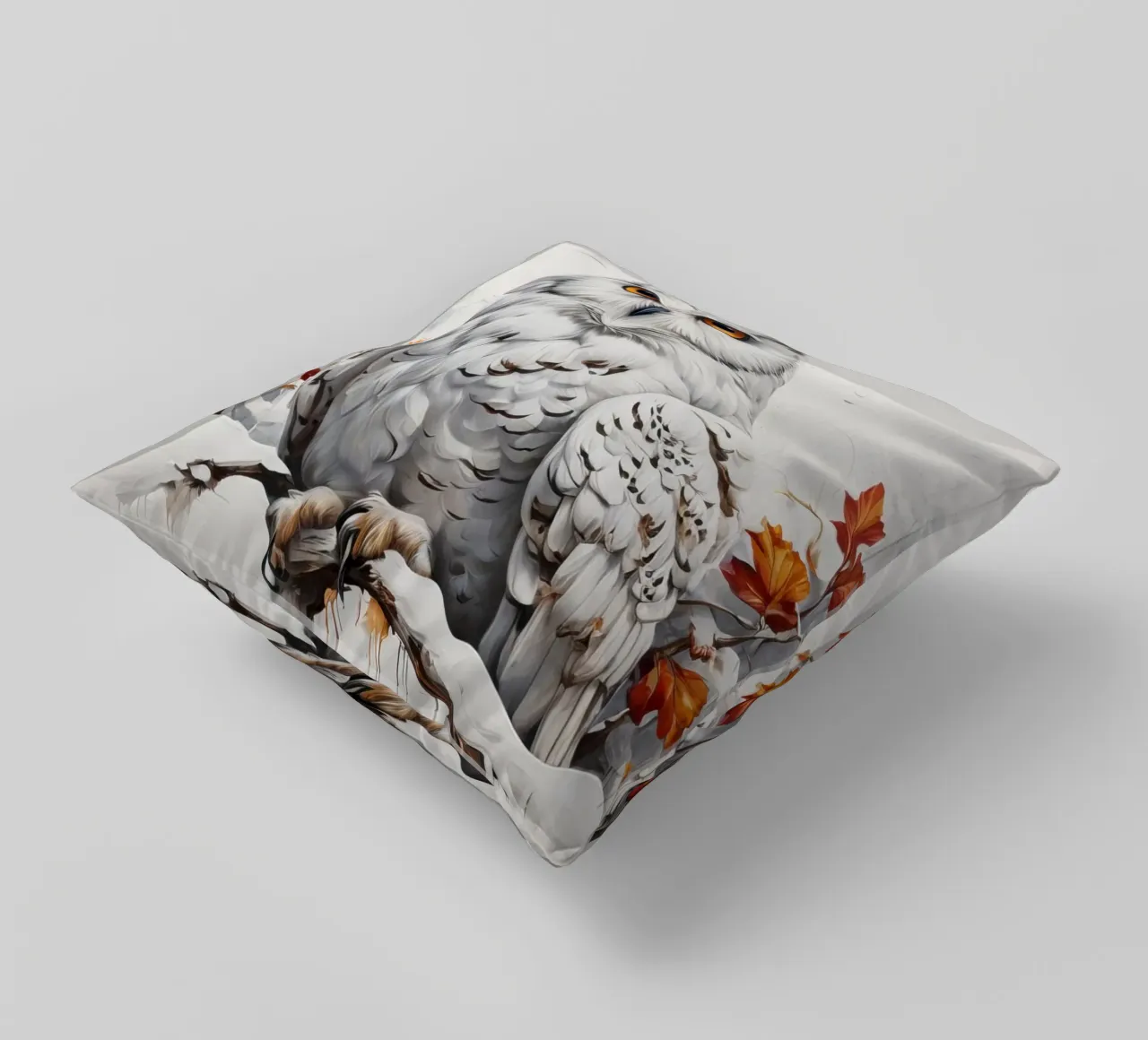 Gufo delle nevi dipinto cuscino da ARTVI-SHOP