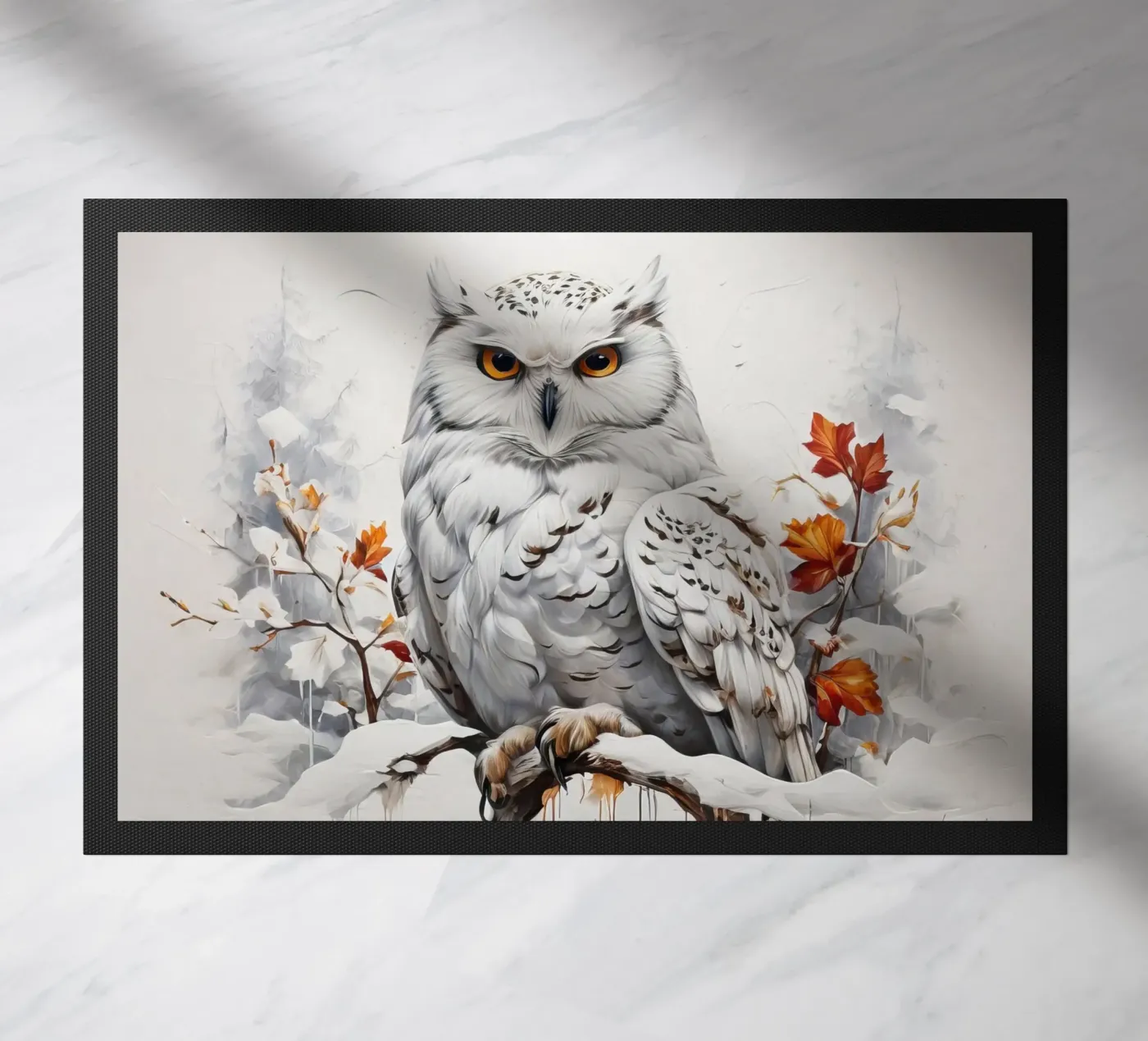 Schneeeule Gemälde Fußmatte von 🎁 NOBELART