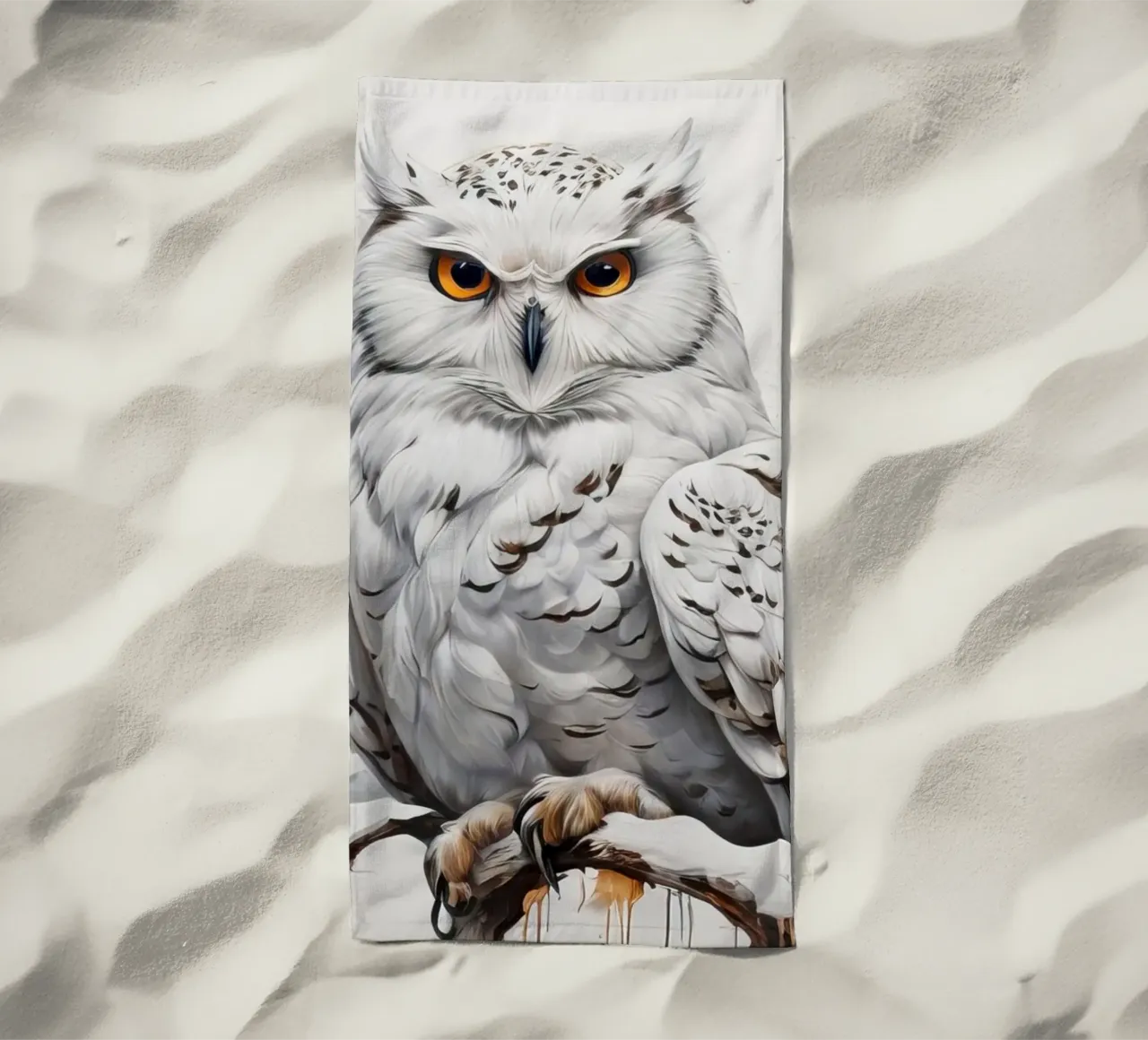Gufo delle nevi dipinto telo mare da ARTVI-SHOP