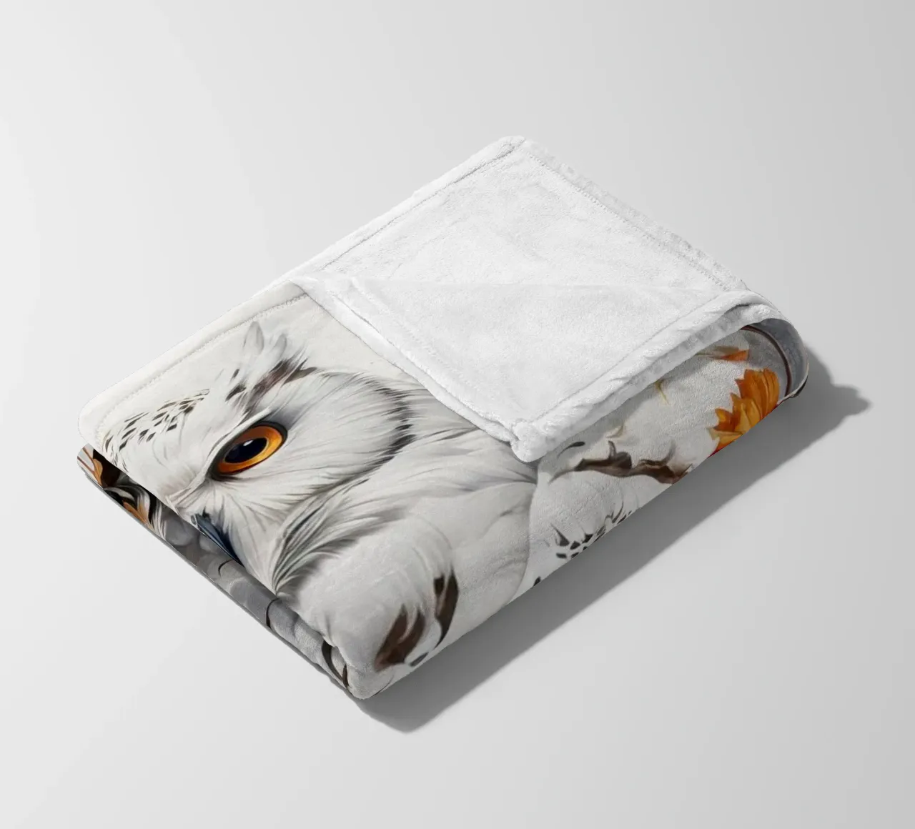 Gufo delle nevi dipinto coperta in pile da ARTVI-SHOP