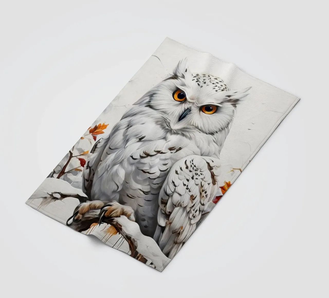 Gufo delle nevi dipinto coperta in pile da ARTVI-SHOP