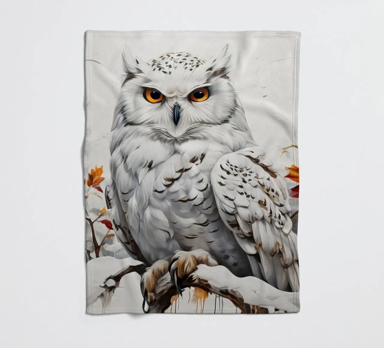 Gufo delle nevi dipinto coperta in pile da ARTVI-SHOP