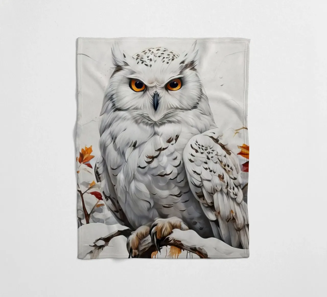 Gufo delle nevi dipinto coperta in pile da ARTVI-SHOP