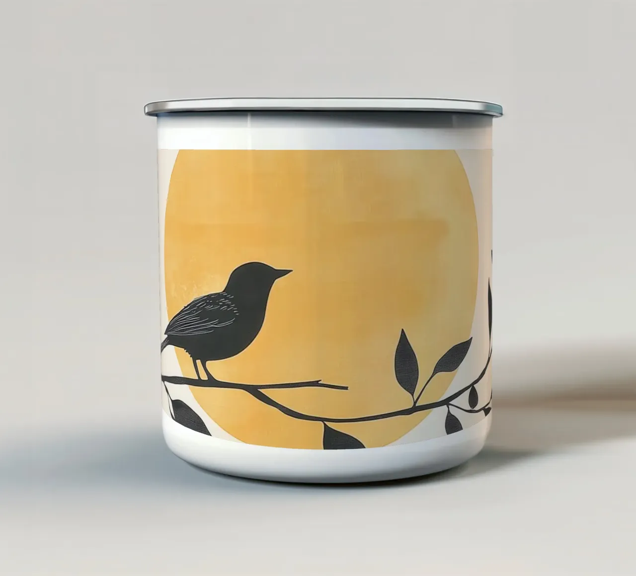 Silhouette di uccelli tazza in smalto da Melloi Art Print