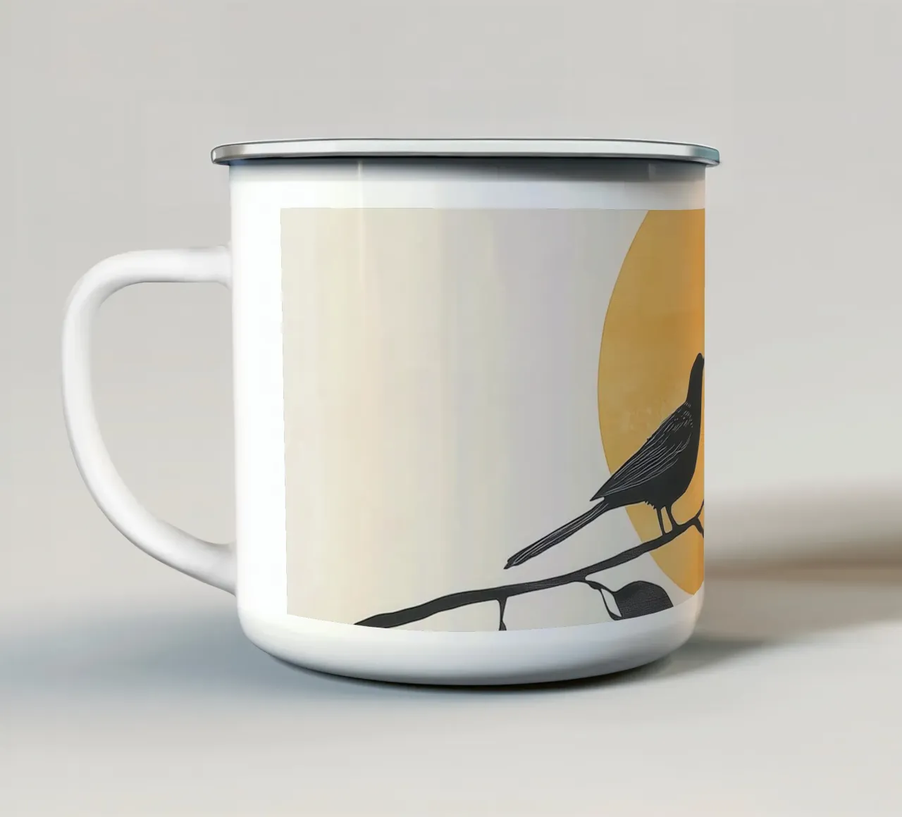 Silhouette di uccelli tazza in smalto da Melloi Art Print
