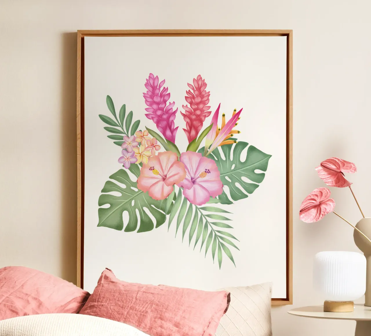 Sogno tropicale con fiori esotici. tela con Cornice a cassetta da CalliLetters