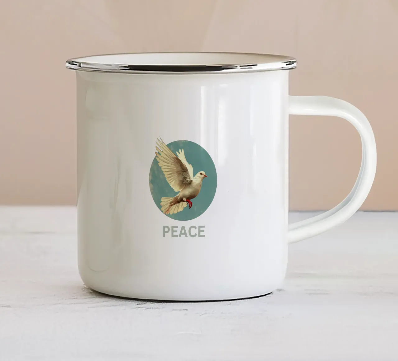 Colomba della pace tazza in smalto da Nikis Art Studio