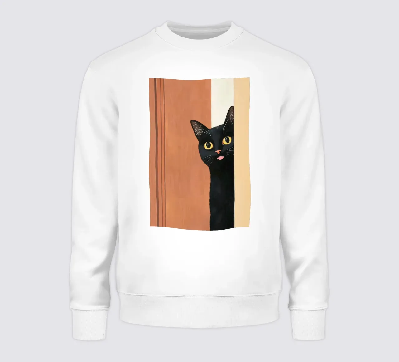 Gatto nero curioso che sbircia felpa da Melloi Art Print